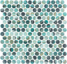 Load image into Gallery viewer, Elysium Tiles Vanguard Penny Onyx Teal 11.25" x 11.25" Mosaic Tile