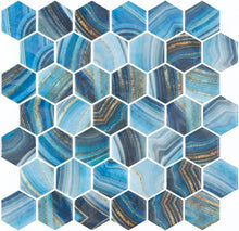 Load image into Gallery viewer, Elysium Tiles Vanguard Hex XL Onyx Blue 11.25" x 11.25" Mosaic Tile