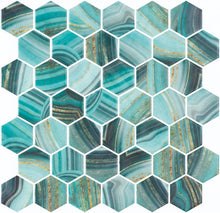 Load image into Gallery viewer, Elysium Tiles Vanguard Hex XL Onyx Teal 11.25" x 11.25" Mosaic Tile