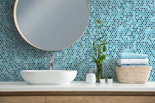 Load image into Gallery viewer, Elysium Tiles Vanguard Penny Onyx Blue 11.25" x 11.25" Mosaic Tile