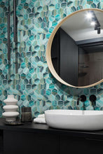 Load image into Gallery viewer, Elysium Tiles Vanguard Hex XL Onyx Teal 11.25" x 11.25" Mosaic Tile