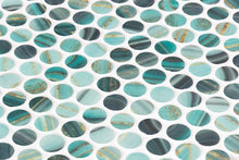 Load image into Gallery viewer, Elysium Tiles Vanguard Penny Onyx Teal 11.25" x 11.25" Mosaic Tile
