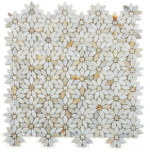 Load image into Gallery viewer, Elysium Tiles Daisy Wild Calacatta Gold 12.75" x 13.25" Mosaic Tile