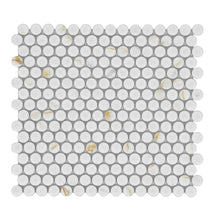 Load image into Gallery viewer, Elysium Tiles Penny Round Calacatta Matte (Porcelain) 11.5" x 12.25" Mosaic Tile