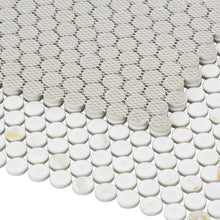 Load image into Gallery viewer, Elysium Tiles Penny Round Calacatta Matte (Porcelain) 11.5" x 12.25" Mosaic Tile