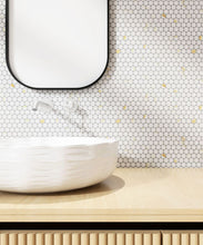 Load image into Gallery viewer, Elysium Tiles Penny Round Calacatta Matte (Porcelain) 11.5" x 12.25" Mosaic Tile