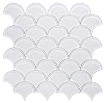 Load image into Gallery viewer, Elysium Tiles Dragon Scale White Glass 9.5" x 9.75" Mosaic Tile