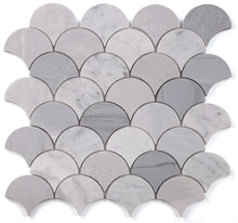 Load image into Gallery viewer, Elysium Tiles Dragon Scale Marble Blue 12" x 12" Mosaic Tile