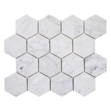 Load image into Gallery viewer, Elysium Tiles Hexagon Carrara Polished 10" x 11.5" Mosaic Tile