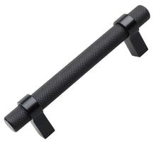 Load image into Gallery viewer, 95mm (3.75") Center to Center Brass Gold Knurled European Steel Bar Pull Cabinet Hardware Handle