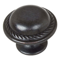 Load image into Gallery viewer, 28.5 mm (1.125") Oil Rubbed Bronze Rustic Round Rope Cabinet Knob