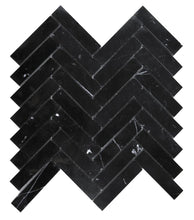 Load image into Gallery viewer, Elysium Tiles Herringbone Marquina 11.25" x 11.25" Mosaic Tile