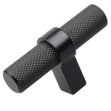 Load image into Gallery viewer, 57mm (2.25") Matte Black Knurled European Steel Cabinet T-Bar Knob
