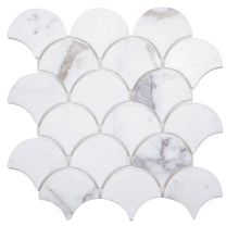 Load image into Gallery viewer, Elysium Tiles Dragon Scale Calacatta Gold 9.75" x 10" Mosaic Tile