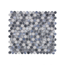 Load image into Gallery viewer, Elysium Tiles Penny Round Gradient Grey Glossy 11.5" x 12.25" Mosaic Tile
