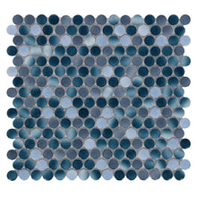 Load image into Gallery viewer, Elysium Tiles Penny Round Gradient Blue 11.5" x 12.25" Mosaic Tile