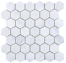 Load image into Gallery viewer, Elysium Tiles Hexagon Carrara Polished 12" x 12" Mosaic Tile