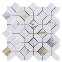 Load image into Gallery viewer, Elysium Tiles Eclipse Calacatta Gold 12.25" x 12.25" Mosaic Tile