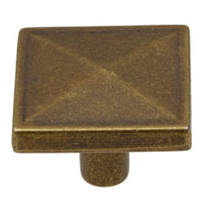 Load image into Gallery viewer, 32mm (1.25") Antique Brass Classic Square Pyramid Cabinet Knob