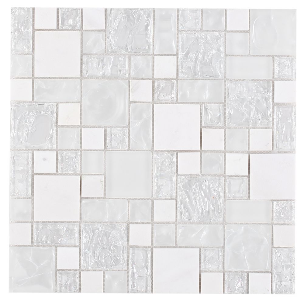 Elysium Tiles Icy Pure 12" x 12" Mosaic Tile GVG Stone Tiles