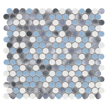 Load image into Gallery viewer, Elysium Tiles Penny Round Sky 11.5" x 12.25" Mosaic Tile