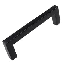 Load image into Gallery viewer, 95mm (3.75") Center to Center Matte Black Solid Square Bar Pull Cabinet Hardware Handle