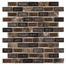 Load image into Gallery viewer, Elysium Tiles Swiss Emperador Brick 10.75" x 11.75" Mosaic Tile