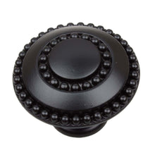 Load image into Gallery viewer, 35mm (1.375") Oil Rubbed Bronze Round Double Ring Beaded Cabinet Knob