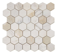 Load image into Gallery viewer, Elysium Tiles Hexagon Calacatta Gold Honed 11.75" x 12" Mosaic Tile