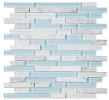Load image into Gallery viewer, Elysium Tiles Linear Carrara Turquoise 11.75" x 12" Mosaic Tile