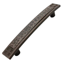 Load image into Gallery viewer, 95mm (3.75") Center to Center Weathered Nickel Hammered Mission Style Pull Cabinet Hardware Handle