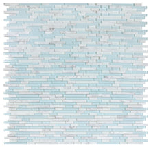 Load image into Gallery viewer, Elysium Tiles Linear Carrara Turquoise 11.75" x 12" Mosaic Tile