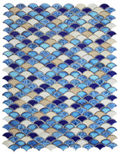 Load image into Gallery viewer, Elysium Tiles Dragon Scale Blue 10" x 12" Mosaic Tile