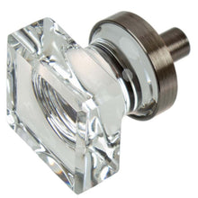 Load image into Gallery viewer, 25.5 mm (1") Aged Pewter Modern Square Glass Cabinet Knob