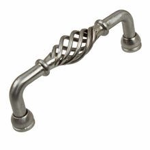 Load image into Gallery viewer, 95mm (3.75") Center to Center Satin Nickel Classic Twisted Birdcage Pull Solid Steel Cabinet Wire Handle