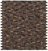 Load image into Gallery viewer, Elysium Tiles Swiss Emperador Brick 10.75" x 11.75" Mosaic Tile