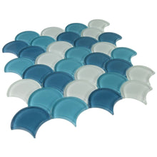 Load image into Gallery viewer, Elysium Tiles Dragon Scale Ocean Glass 12" x 12" Mosaic Tile