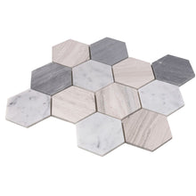 Load image into Gallery viewer, Elysium Tiles Hexagon Blue Large 10.75" x 12.5" Mosaic Tile