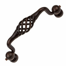 Load image into Gallery viewer, 95mm (3.75") Center to Center Classic Rustic Bronze Twisted Birdcage Pull Steel Cabinet Dresser Handle