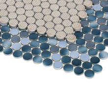 Load image into Gallery viewer, Elysium Tiles Penny Round Gradient Blue 11.5" x 12.25" Mosaic Tile