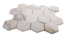 Load image into Gallery viewer, Elysium Tiles Hexagon Calacatta Gold Honed 10" x 11.5" Mosaic Tile