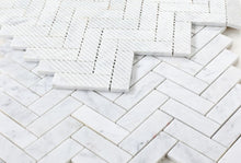 Load image into Gallery viewer, Elysium Tiles Chevron Long Carrara 11" x 12.5" Mosaic Tile