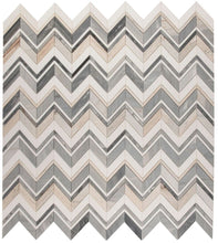 Load image into Gallery viewer, Elysium Tiles Chevron Ravenna Blue 11.75" x 12" Mosaic Tile