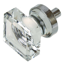 Load image into Gallery viewer, 25.5 mm (1") Aged Pewter Modern Square Glass Cabinet Knob
