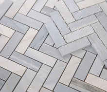 Load image into Gallery viewer, Elysium Tiles Herringbone Italian Blue 11" x 12.5" Mosaic Tile
