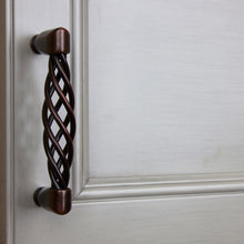 Load image into Gallery viewer, 95mm (3.75") Center to Center Satin Nickel Classic Twisted Birdcage Pull Cabinet Hardware Handle
