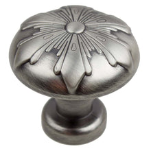 Load image into Gallery viewer, 28.5 mm (1.125") Satin Pewter Transitional Round Snowflake Cabinet knob
