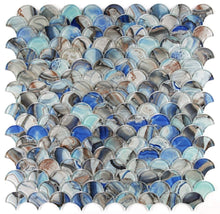 Load image into Gallery viewer, Elysium Tiles Dragon Scale Shell Blue 9.5" x 9.75" Mosaic Tile