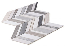 Load image into Gallery viewer, Elysium Tiles Chevron Shadow Blue 11.75" x 12" Mosaic Tile