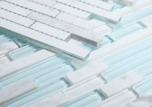 Load image into Gallery viewer, Elysium Tiles Linear Carrara Turquoise 11.75" x 12" Mosaic Tile